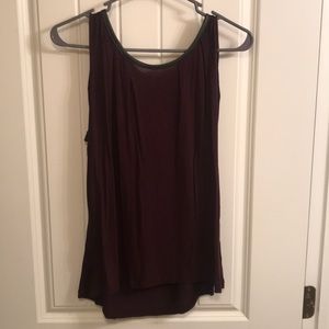 Maroon tank with leather and zipper detailing